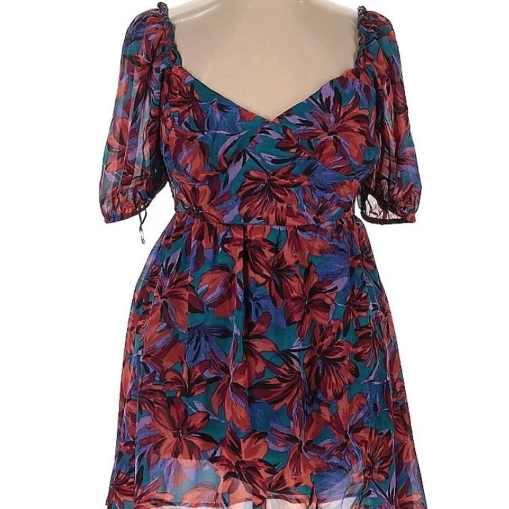 JESSICA SIMPSON  Red and Blue Floral 🌸🌺🌼Mini Dress 👗 NWOT